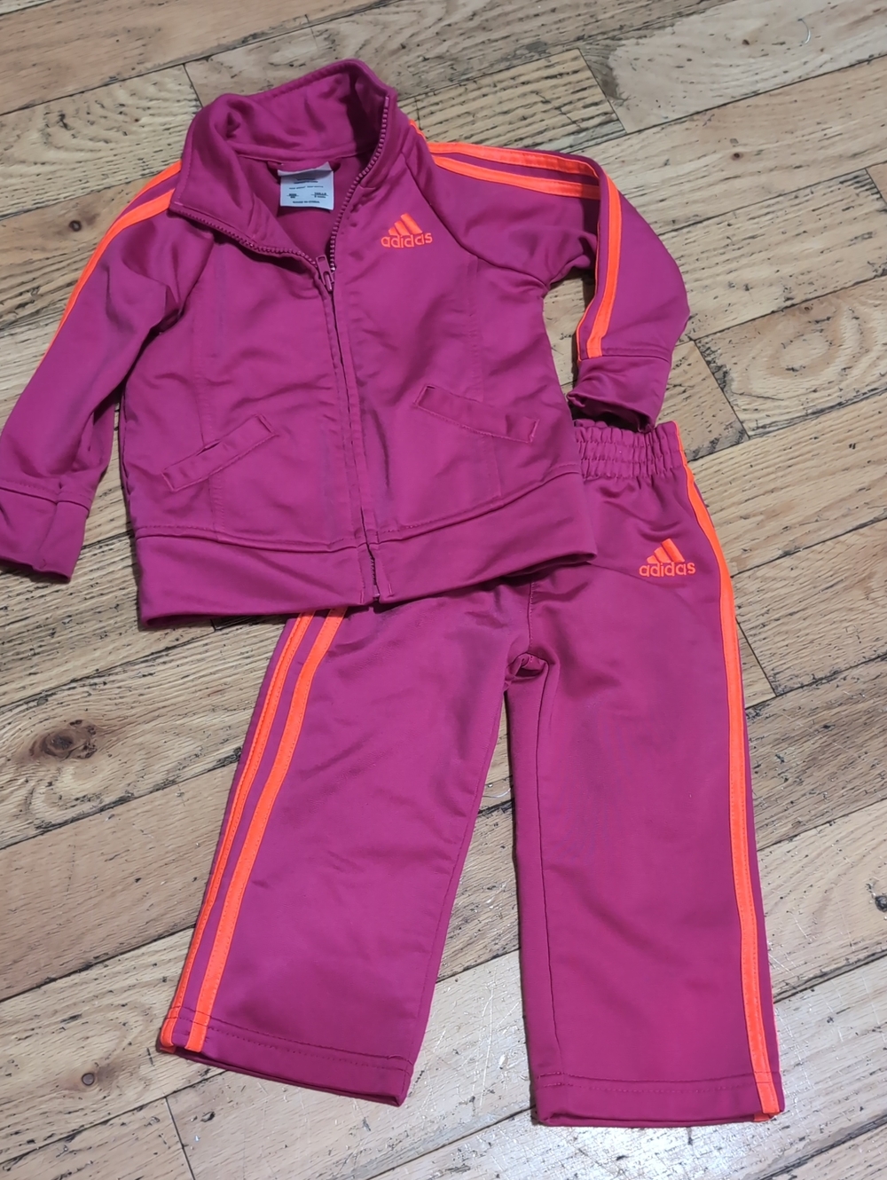 GUC Adidas Pink Kids Track Jacket and Pants Outfit Set 9M Girl *B6